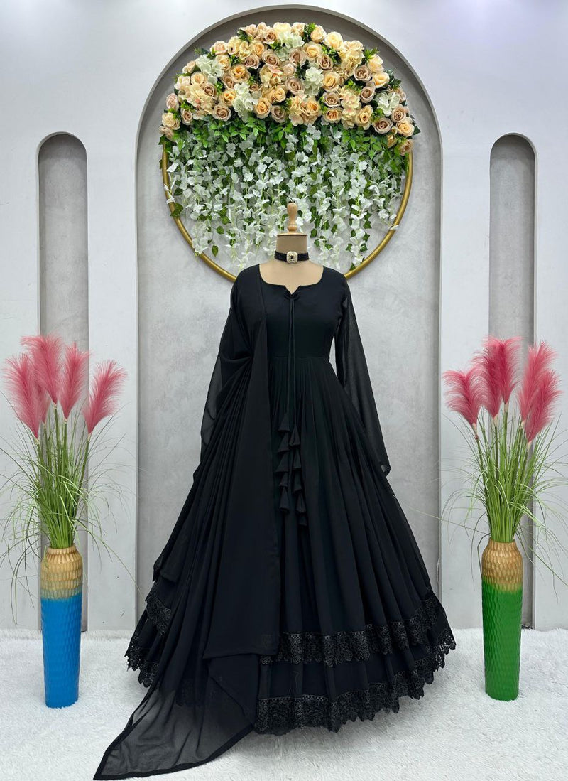 Elegant Black Muslim Evening Dresses 2024 A Line Chiffon Pleated Arabic  Prom Evening Gowns for Women Long Sleeve Formal Dress